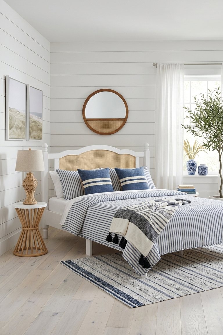 AI-generated Hamptons / Coastal bedroom: The Coastal Retreat
