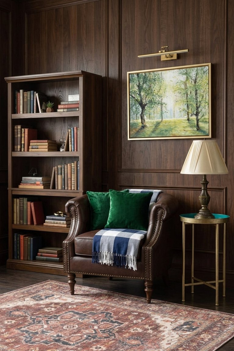 AI-generated Old Money den: The Cognac Study