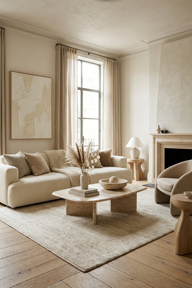AI-generated designer version of the Quiet Luxury living room